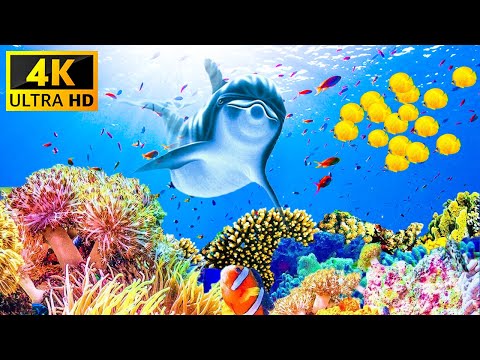 4K Dolphin Fish Aquarium – 4K Underwater Wonders with Water Sound – Coral Reefs & Colorful Sea Life
