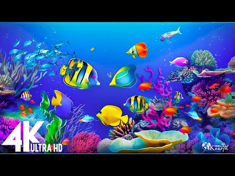 Aquarium 4K VIDEO (ULTRA HD) 🐠 Beautiful Coral Reef Fish – Relaxing Sleep Meditation Music