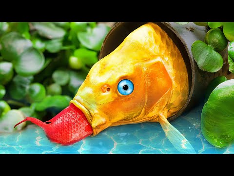 Stop Motion ASMR Pink Koi Fish Hunt Eels From Sewers Using Doraemon Model – Experiment Colorful CoCo