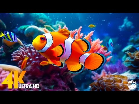 Aquarium 4K VIDEO (ULTRA HD) 🐠 Beautiful Coral Reef Fish – Relaxing Sleep Meditation Music