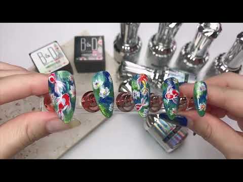 Koi Fish Nail Art Design With Gel Polish B&D | Nail Art 2023 | Lotus Flower Nail Art