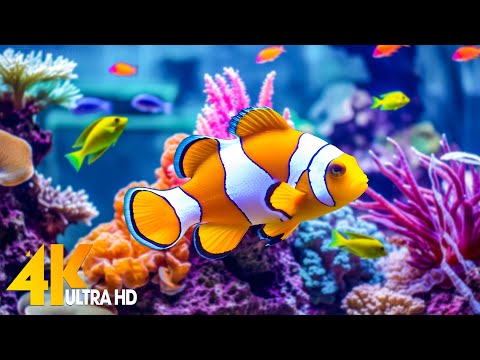 Aquarium 4K VIDEO (ULTRA HD) 🐠 Sea Animals With Relaxing Music – Rare & Colorful Sea Life Video