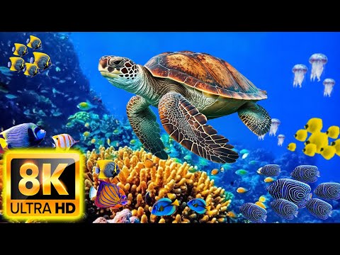 Aquarium 8K VIDEO ULTRA HD – Beautiful Coral Reef Fish – Sleep Relaxing Meditation Music – Video 8K