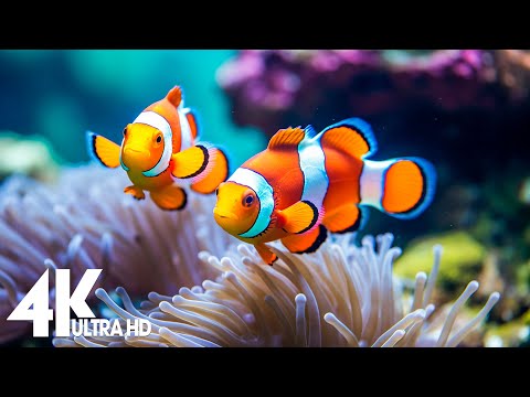 Aquarium 4K VIDEO (ULTRA HD) 🐠 Amazing Beautiful Coral Reef Fish – Relaxing Sleep Meditation Music