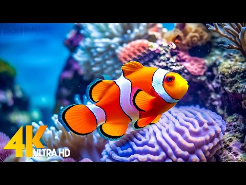 Aquarium 4K VIDEO (ULTRA HD) 🐠 Beautiful Coral Reef Fish – Relaxing Sleep Meditation Music