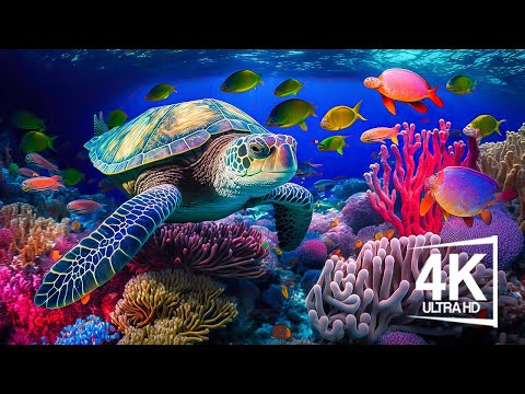 Aquarium 4K VIDEO (ULTRA HD) – Beautiful Relaxing Coral Reef Fish With Healing Music