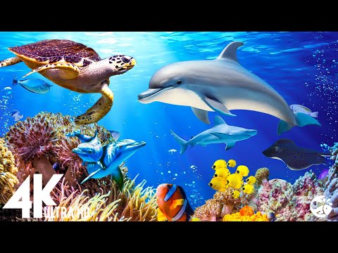 Aquarium 4K VIDEO (ULTRA HD) 🐠 Beautiful Relaxing Coral Reef Fish – Relaxing Sleep Meditation Music